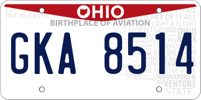 OH license plate GKA8514