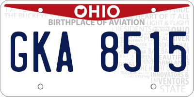 OH license plate GKA8515