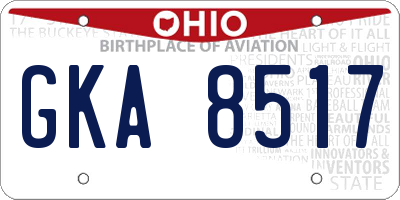 OH license plate GKA8517