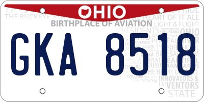 OH license plate GKA8518