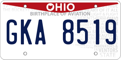 OH license plate GKA8519