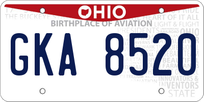 OH license plate GKA8520