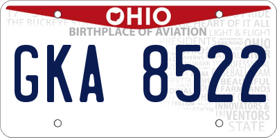 OH license plate GKA8522