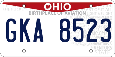 OH license plate GKA8523