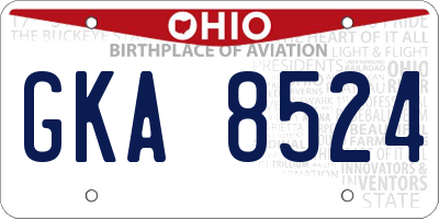 OH license plate GKA8524