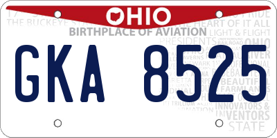 OH license plate GKA8525
