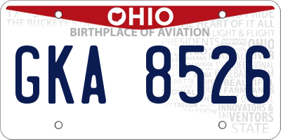 OH license plate GKA8526