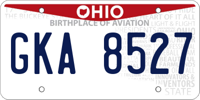 OH license plate GKA8527