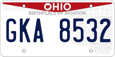 OH license plate GKA8532