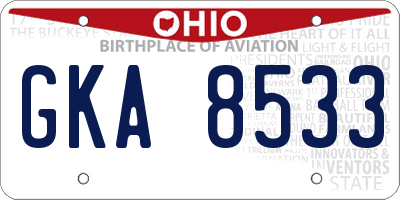 OH license plate GKA8533