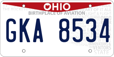 OH license plate GKA8534