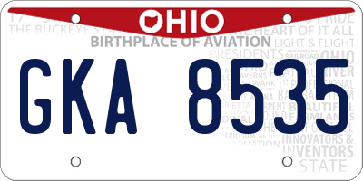 OH license plate GKA8535