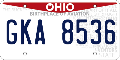 OH license plate GKA8536