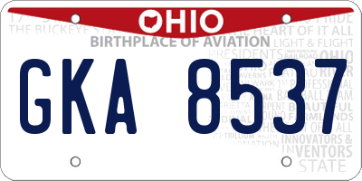 OH license plate GKA8537