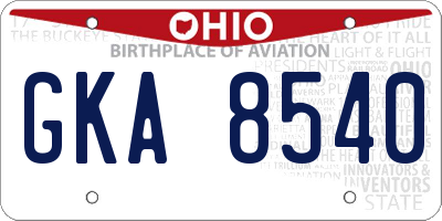 OH license plate GKA8540