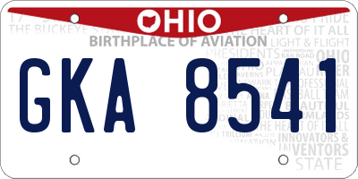 OH license plate GKA8541