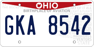 OH license plate GKA8542