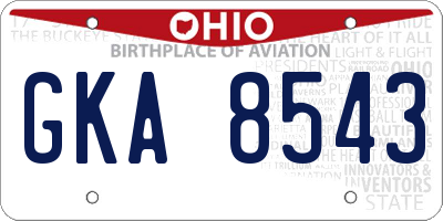 OH license plate GKA8543