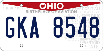 OH license plate GKA8548