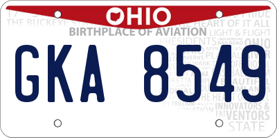 OH license plate GKA8549