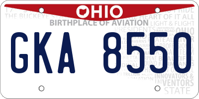 OH license plate GKA8550