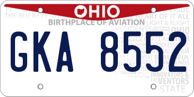 OH license plate GKA8552