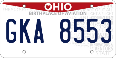 OH license plate GKA8553