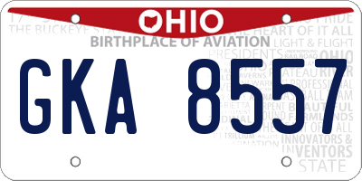 OH license plate GKA8557