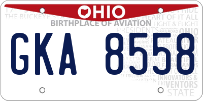 OH license plate GKA8558