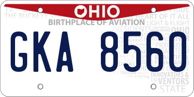 OH license plate GKA8560