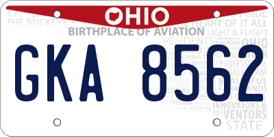 OH license plate GKA8562
