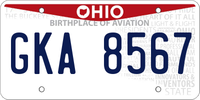 OH license plate GKA8567