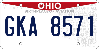 OH license plate GKA8571