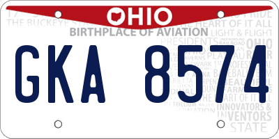 OH license plate GKA8574