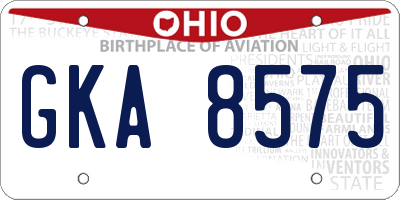 OH license plate GKA8575