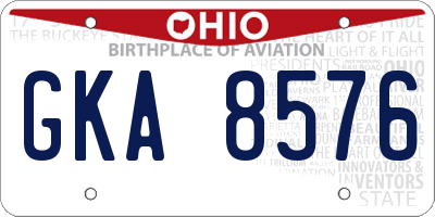 OH license plate GKA8576
