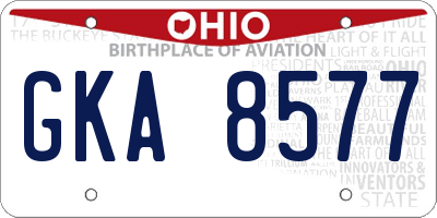 OH license plate GKA8577