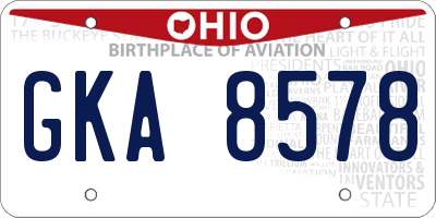 OH license plate GKA8578