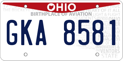 OH license plate GKA8581