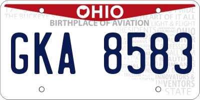 OH license plate GKA8583