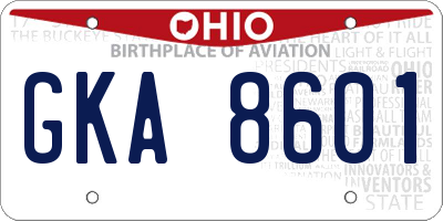 OH license plate GKA8601