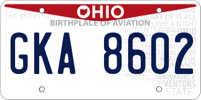 OH license plate GKA8602