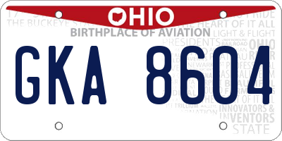OH license plate GKA8604