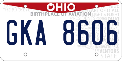 OH license plate GKA8606
