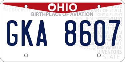 OH license plate GKA8607