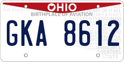 OH license plate GKA8612