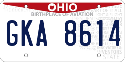 OH license plate GKA8614