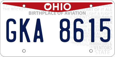 OH license plate GKA8615