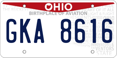 OH license plate GKA8616