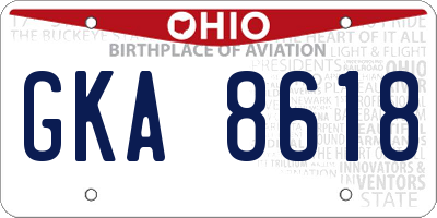 OH license plate GKA8618